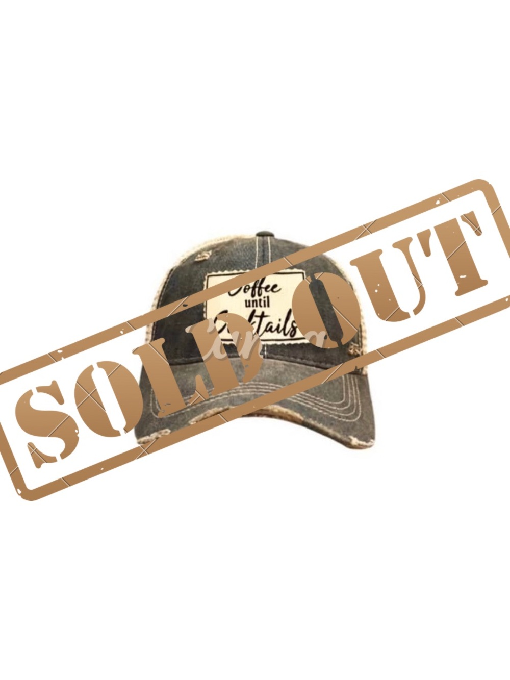 Vintage Life Coffee Until Cocktails Grey Distressed Trucker Hat